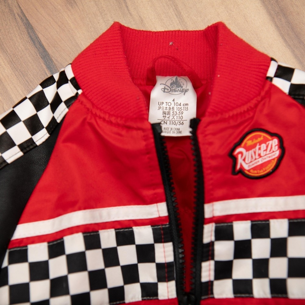 Disney Pixar Cars Lightning McQueen Varsity Bomber Style Racing Jacket Kids Sz 4 - Picture 5 of 7